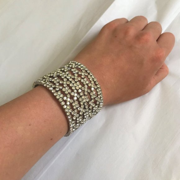 Jewelry - 3/$15 Flexible Rhinestone Diamond Cuff Bracelet